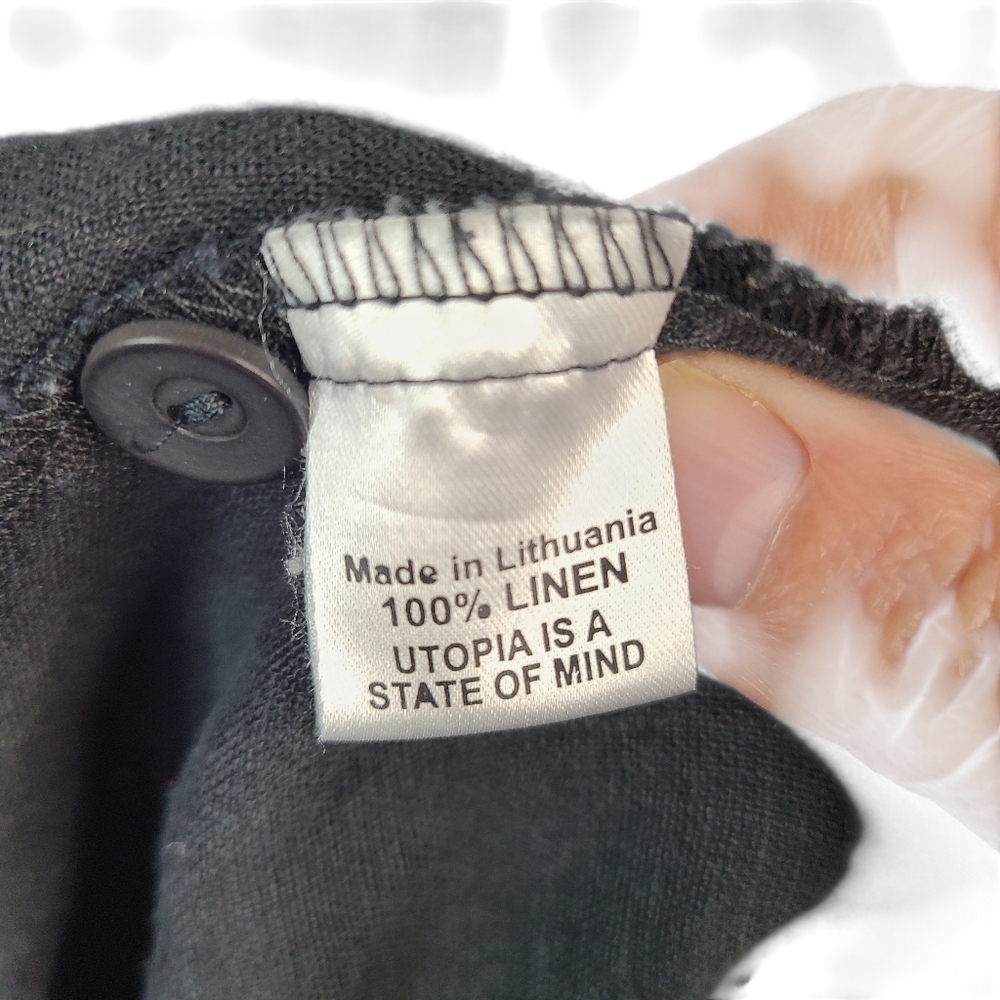 Flax Black 100% Linen Top Button Front Women's Size Medium - Picture 12 of 12